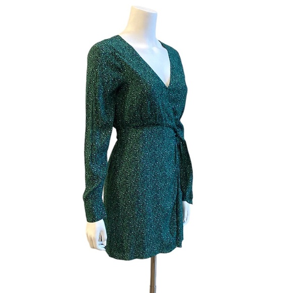 NWT SANCTUARY Green Leopard Wrap Dress, size 2 - Picture 4 of 9
